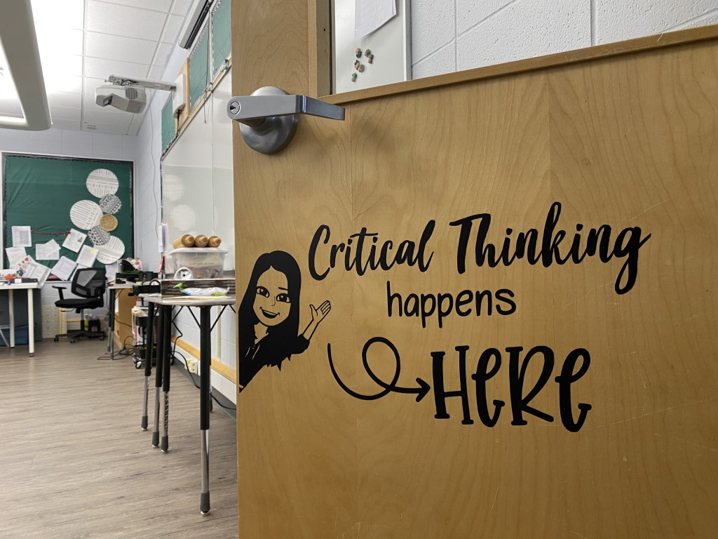 door with Critical Thinking happens here in script writing